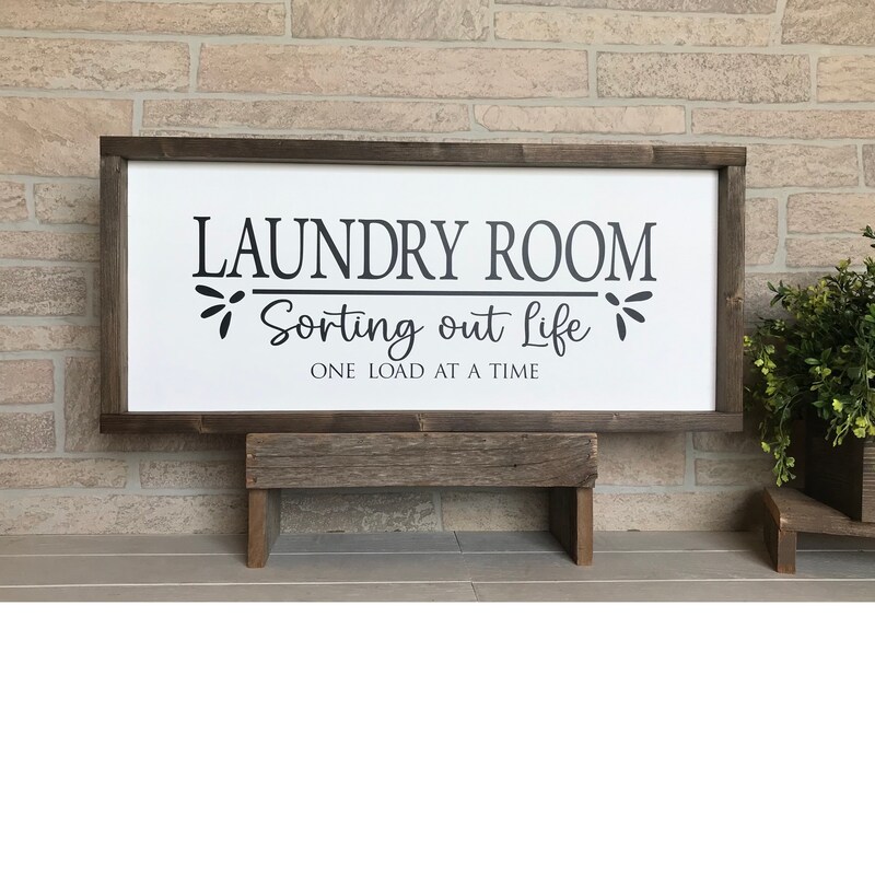 Laundry room sorting out life one load at a time, farmhouse sign, wood signs, home decor, framed country wood sign